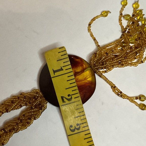 Vintage Gold Twisted Bead Necklace with Natural Pendant - Picture 6 of 9